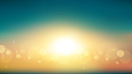 Sky & Sun. Realistic Blur Design. Abstract Shining Background. Vector illustration