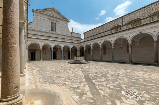 Cloister of Benedictine abbey of Monte Cassino. Italy