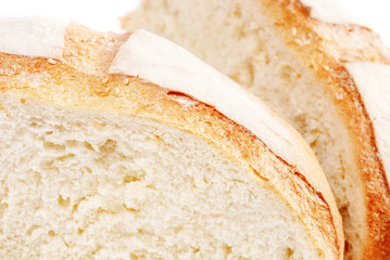 White bread on a white background