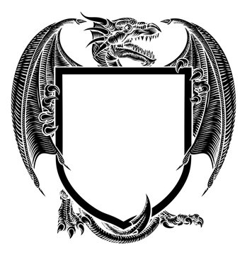 Dragon Crest Coat of Arms Heraldic Emblem Shield