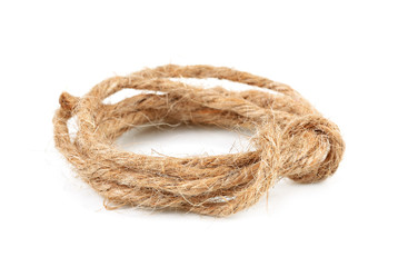 ramie natural rope isolated on the white background