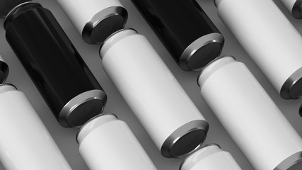 Fototapeta premium Raws of black and white soda cans