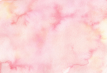 Obraz na płótnie Canvas Hand painted soft pink watercolor texture background. Usable for cards, invitations and more. Backdrop in pastel colors.