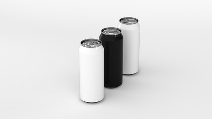 Raw of black and white soda cans