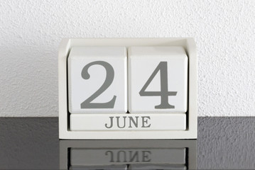 White block calendar present date 24 and month June