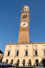 Fototapeta premium Torre dei Lamberti - Lamberti Tower - Piazza Erbe - Verona Italy