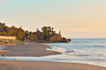 Sunset view in Pura Batu Bolong Temple, Lombok, Indonesia
