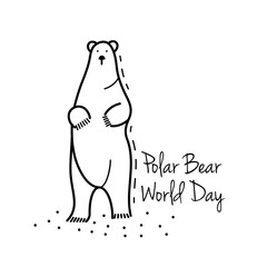 Polar Bear Day Vector Illustration. Sticker with white bear.