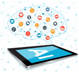 Artificial Intelligence (AI), Connectivity, Innovative Smart Cyber Security Digital Information Technologies Vector Icon 