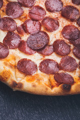 Pepperoni pizza close up
