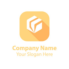 abstract logo design in square flat icon style with long shadow