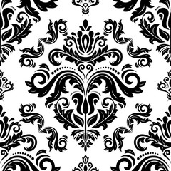 Orient vector classic pattern. Seamless abstract background with vintage elements. Orient black and white background
