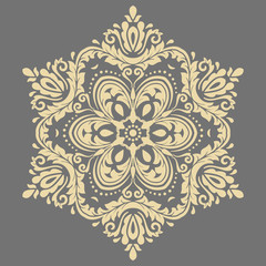 Elegant vector ornament in classic style. Abstract traditional round golden pattern with oriental elements. Classic vintage pattern