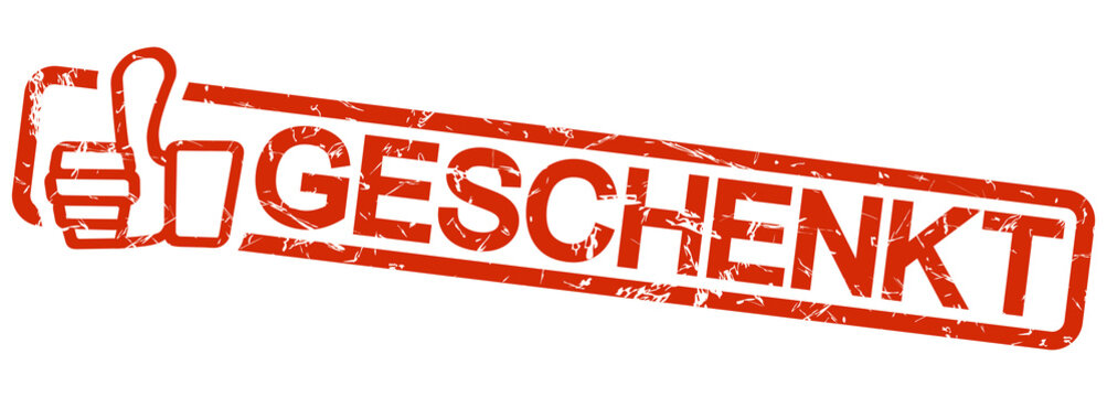 red stamp with text geschenkt