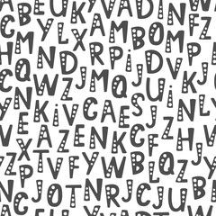 Vector seamless pattern with letters of the alphabet in random order