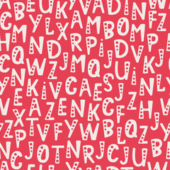 Vector seamless pattern with letters of the alphabet in random order