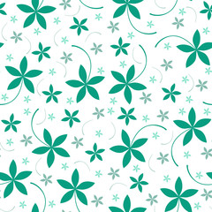Vector seamless floral pattern. Green flowers on a white background.
endless
