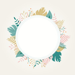 Fototapeta na wymiar Round floral frame on white