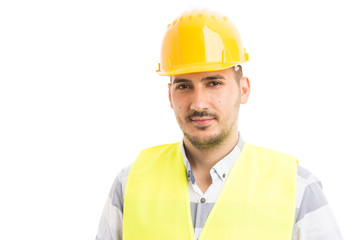 Portrait of a young handsome and confident repairman or builder.