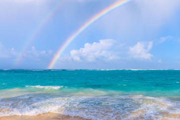 Double rainbow over the sea. - Powered by Adobe