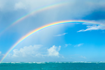 Double rainbow over the ocean