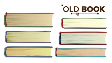 Old Book Vector. Paper Book In Cover. Isolated Realistic Illustration