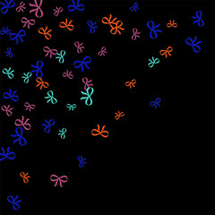 Festive Background with Colorful Bows. Trendy Pattern for Postcard, Print, Banner or Poster. Little Pretty Bows For Party Decoration, Wedding, Birthday or Anniversary Invitation. Vector