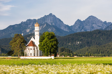 Fototapeta premium View of the St. Coloman Church in Oberbayern, Bavaria, Germany