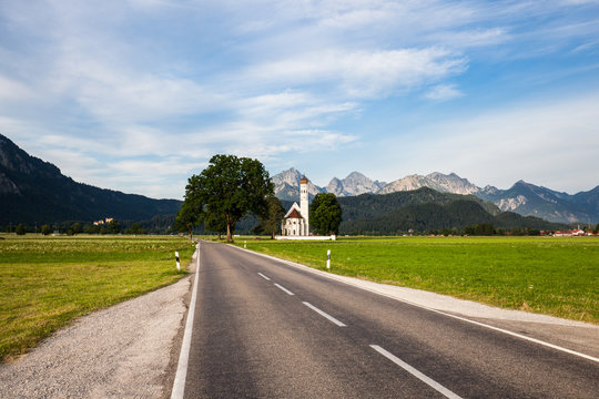 View of the St. Coloman Church in Oberbayern, Bavaria, Germany