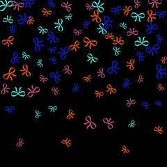 Festive Background with Colorful Bows. Trendy Pattern for Postcard, Print, Banner or Poster. Little Pretty Bows For Party Decoration, Wedding, Birthday or Anniversary Invitation. Vector