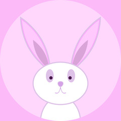 White rabbit on a pink background. Vector illustration in vintage style.