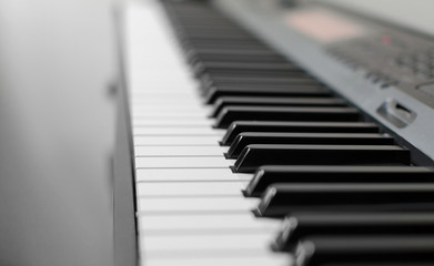Piano keyboard keys side view