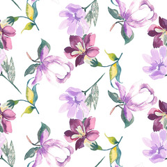 Floral seamless pattern, watercolor, hand painting