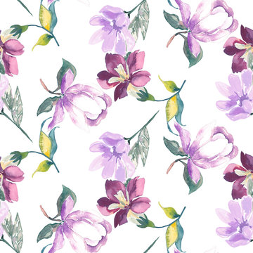 Floral seamless pattern, watercolor, hand painting