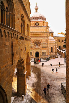 Bergamo upper city, Cappella Colleoni and Palazzo della Ragione in Padre Reginaldo Giuliani square, Lombardy, Italy, Europe