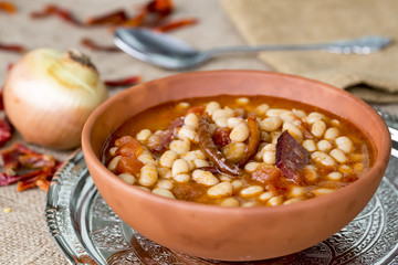 Turkish foods; dried bean (kuru fasulye)