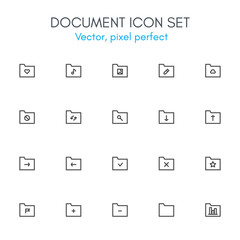 Document theme, line icon set.