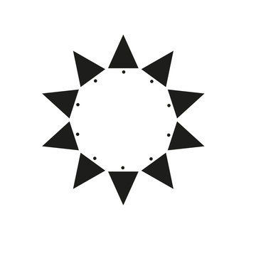 Ten sides pointed star logo black sun template dots