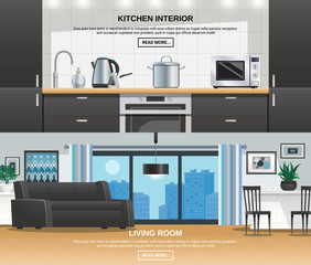 Modern Kitchen Interior Design Banners 