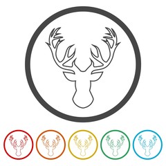 Deer head illustration vector, 6 Colors Included