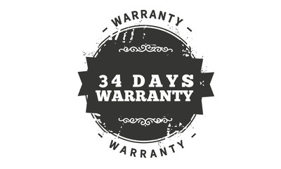 34 days warranty icon vintage rubber stamp guarantee