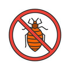 Stop bed bug sign color icon