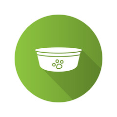 Dog's bowl flat design long shadow glyph icon