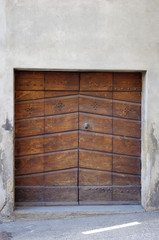 ancient wooden door of historic building