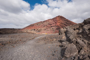 Volcanic crater (Montana Bermeja) in Lanzarote, Canary islands, Spain.