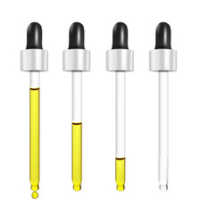 Realistic vector glass dropper for cosmetics and medicines