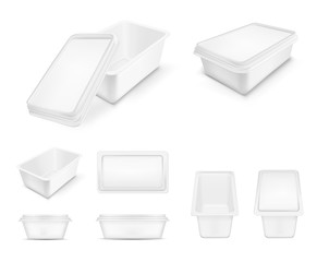 White packaging with lid for food. Big set