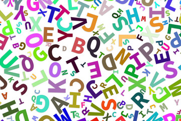 Alphabets letters from A to Z, word cloud