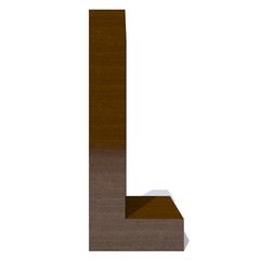 Conceptual wood or wooden brown font or type, timber or lumber industry piece isolated on white background. Educative hadwood material, smooth surface mahogany handmade sculpted 3D illustration object