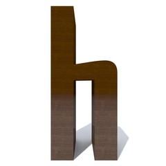 Conceptual wood or wooden brown font or type, timber or lumber industry piece isolated on white background. Educative hadwood material, smooth surface mahogany handmade sculpted 3D illustration object